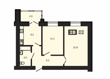 2 ��. ��������, 65 �<sup>2</sup>, 3/10 ������