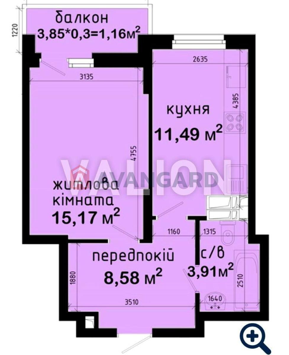 1 кім. квартира, 40.9 / 15.3 / 11.7 кв. м., 3/25 поверх фото 18 1 кім. квартира, 40.9 / 15.3 / 11.7 кв. м., 3/25 поверх фото 18