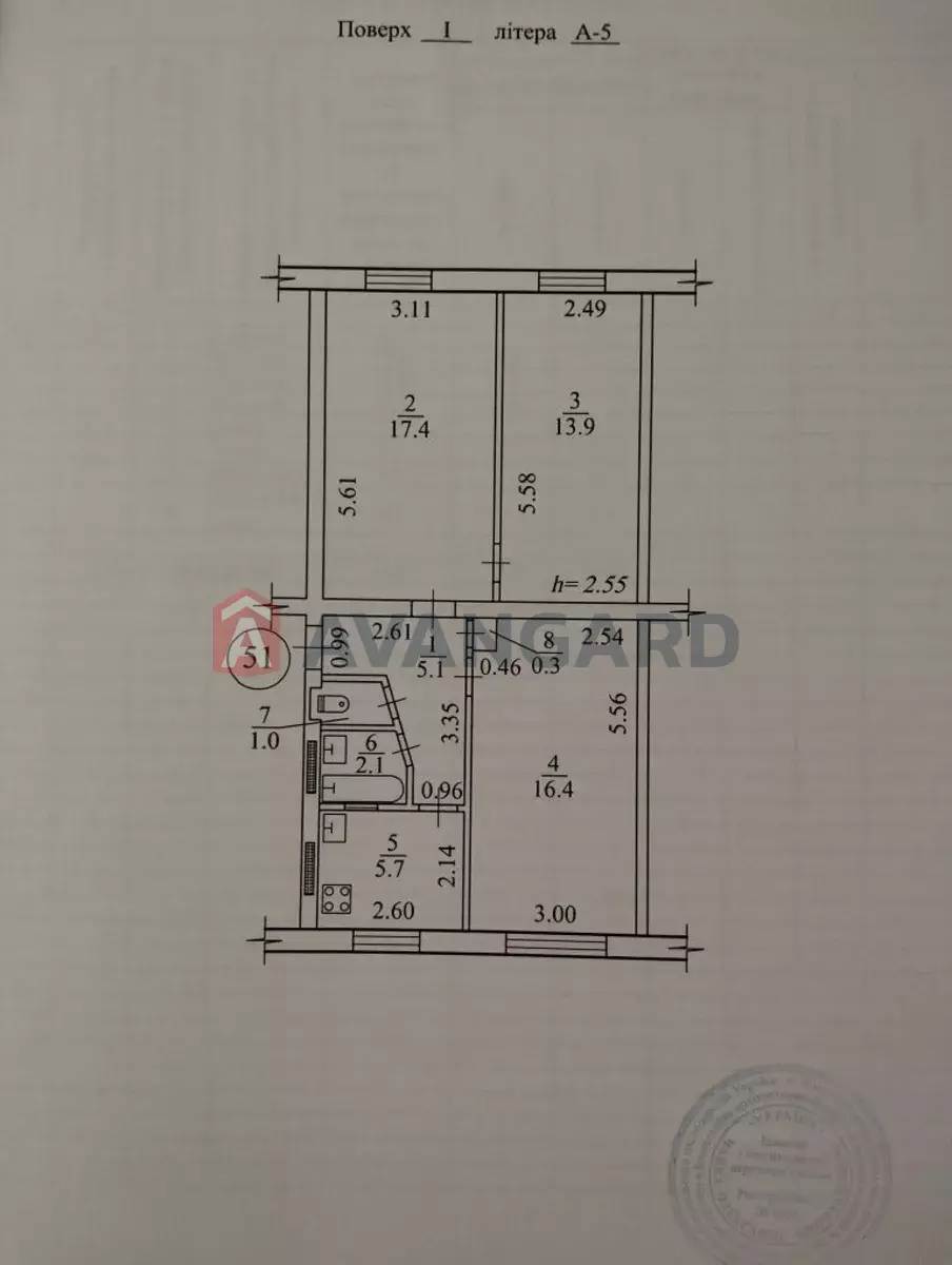 3 кім. квартира, 62/-/6 кв. м., 1/5 поверх фото 4 3 кім. квартира, 62/-/6 кв. м., 1/5 поверх фото 4