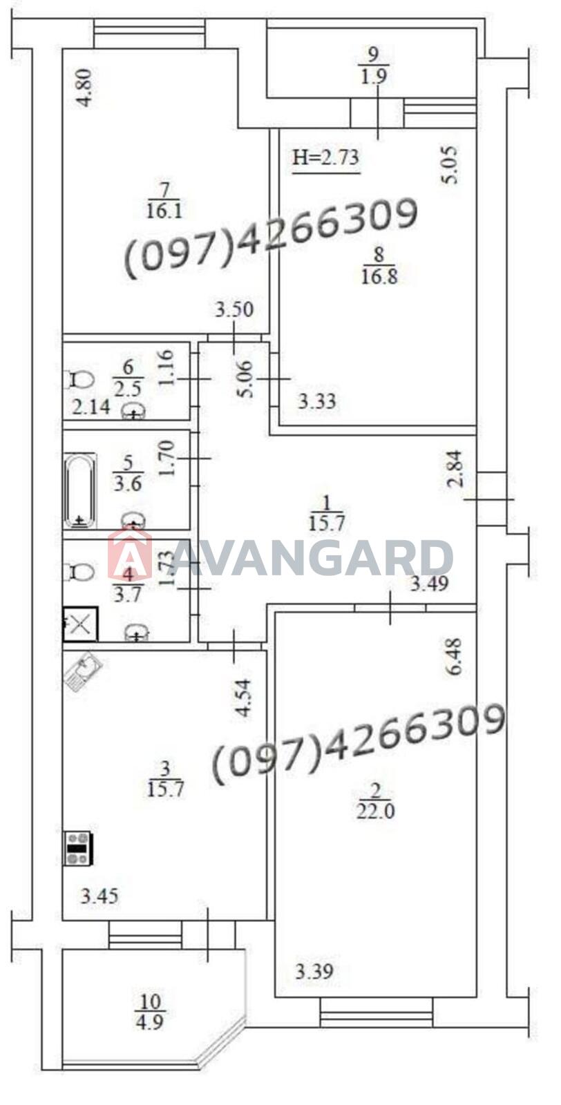 3 ��. ��������, 103/55/16 ��. �., 5/9 ������ ���� 8