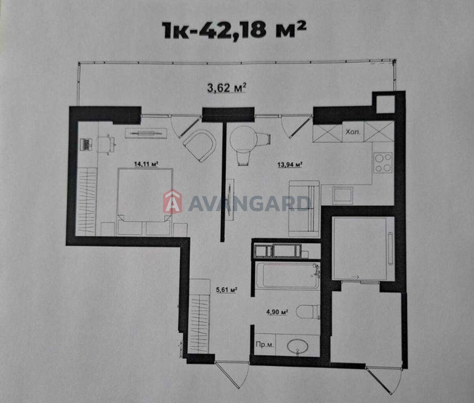 1 комн. квартира, 42/-/15 кв. м., 8/9 этаж фото 11 1 комн. квартира, 42/-/15 кв. м., 8/9 этаж фото 11