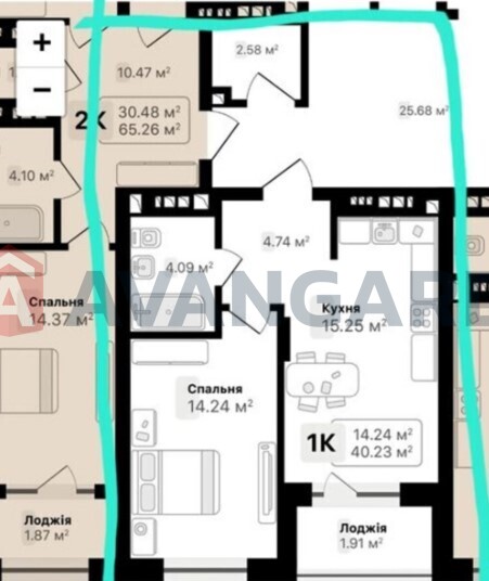 1 кім. квартира, 40/14/15 кв. м., 9/9 поверх фото 8 1 кім. квартира, 40/14/15 кв. м., 9/9 поверх фото 8