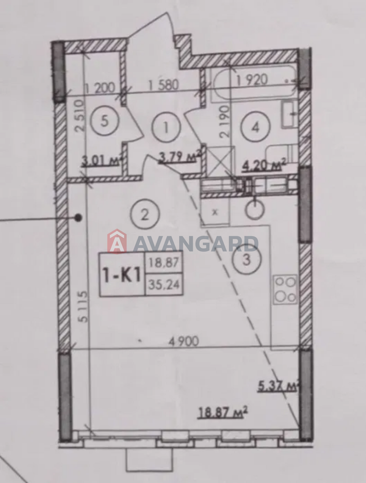 1 ��. ��������, 35/19/5 ��. �., 6/25 ������ ���� 4