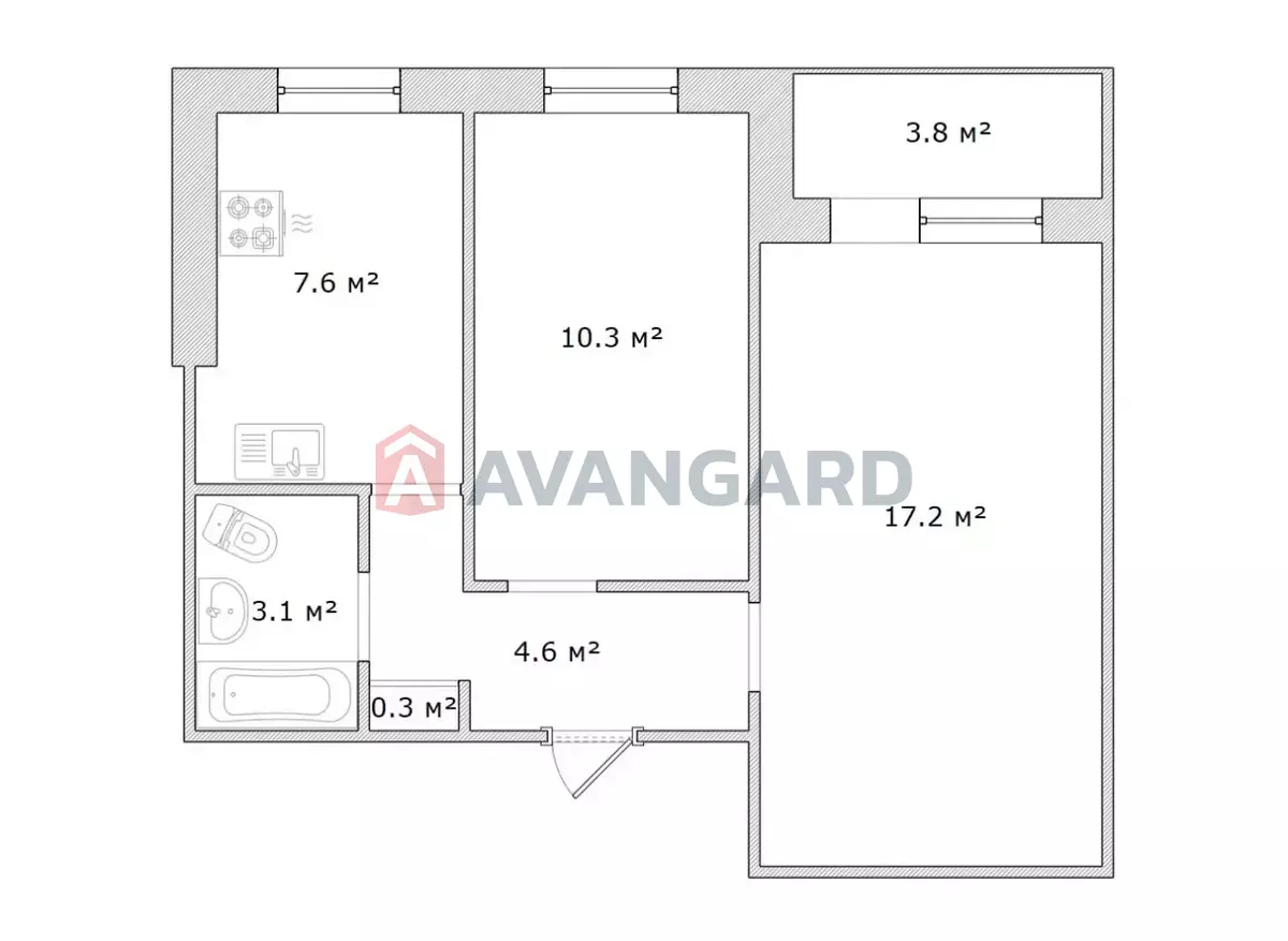 2 комн. квартира, 45/28/8 кв. м., 9/9 этаж фото 10 2 комн. квартира, 45/28/8 кв. м., 9/9 этаж фото 10