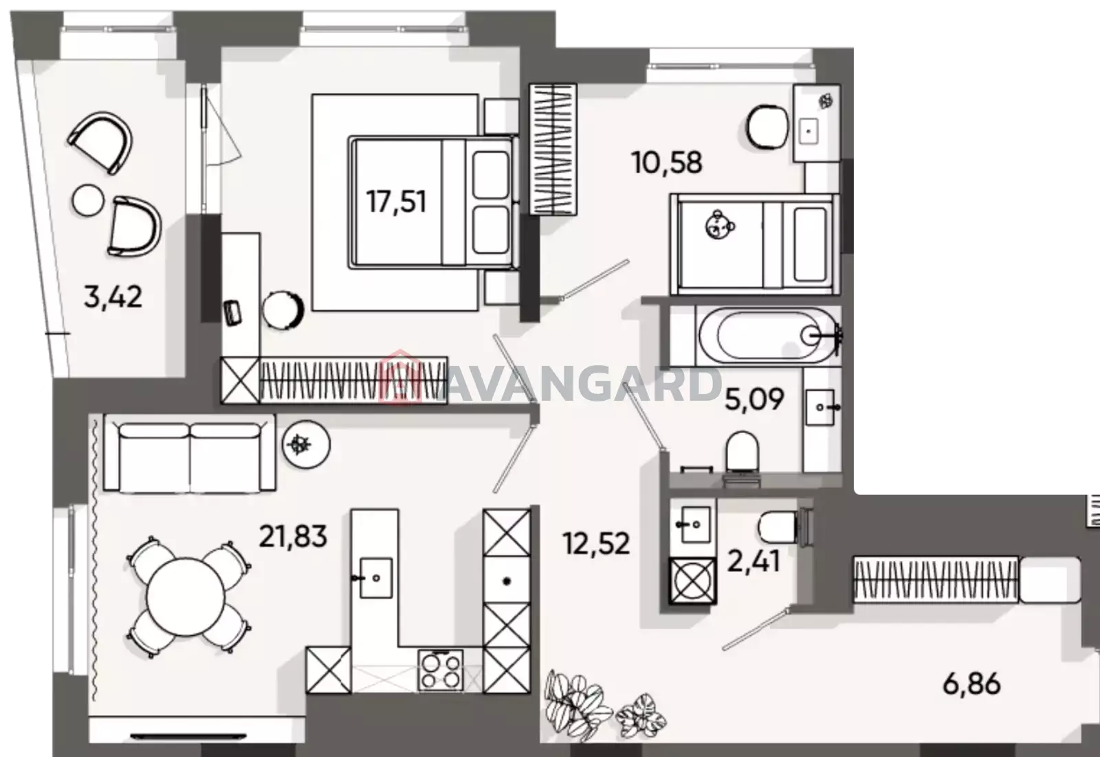2 комн. квартира, 81,68/22/29 кв. м., 8/10 этаж фото 1 2 комн. квартира, 81,68/22/29 кв. м., 8/10 этаж фото 1