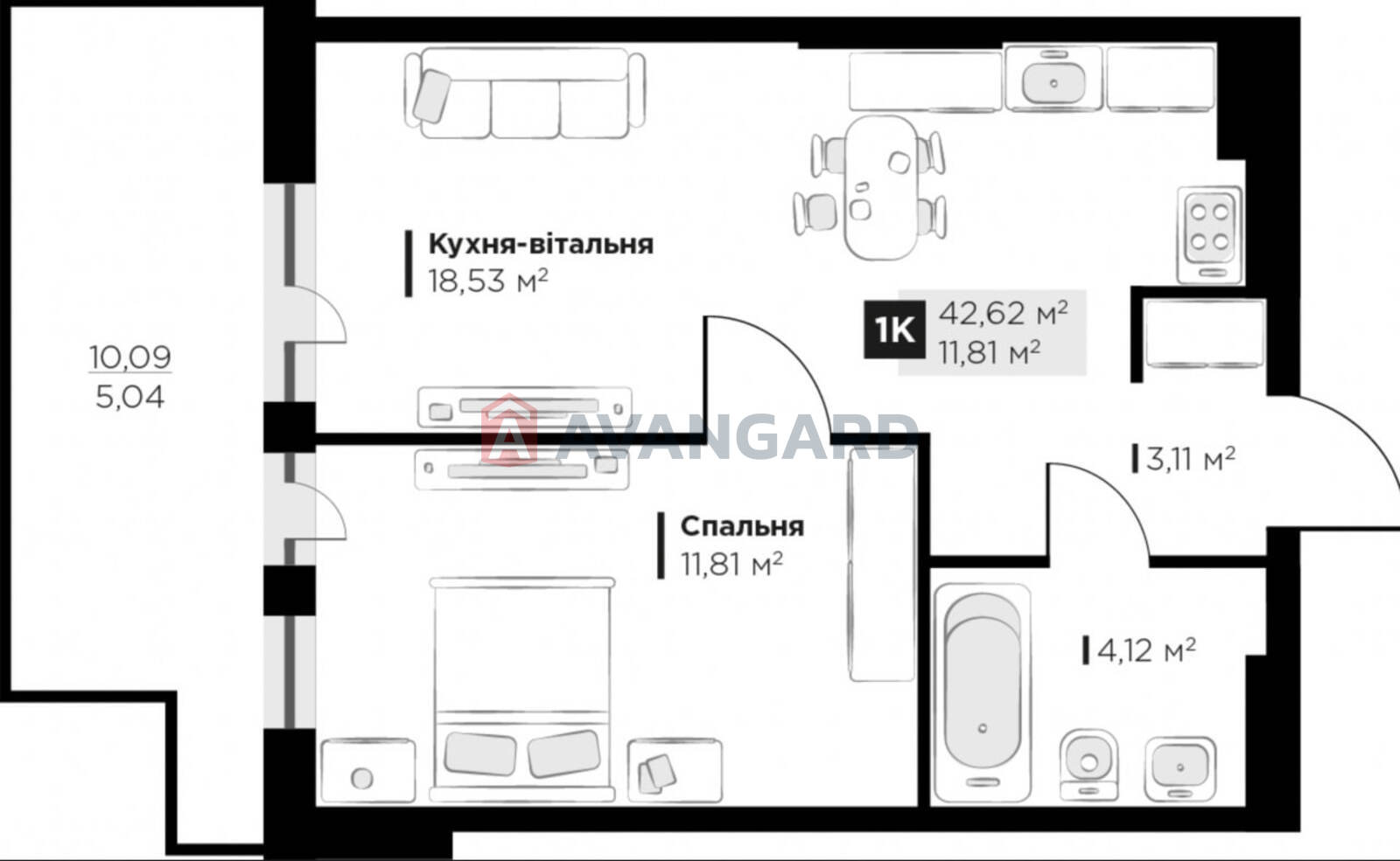 1 ��. ��������, 42,6/11.8/18.5 ��. �., 3/6 ������ ���� 5