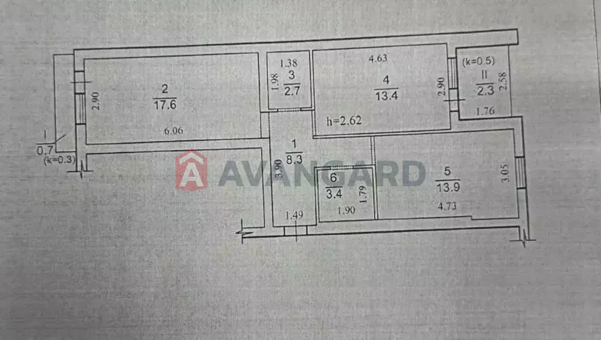 1 ��. ��������, 36/17/8 ��. �., 13/17 ������ ���� 1