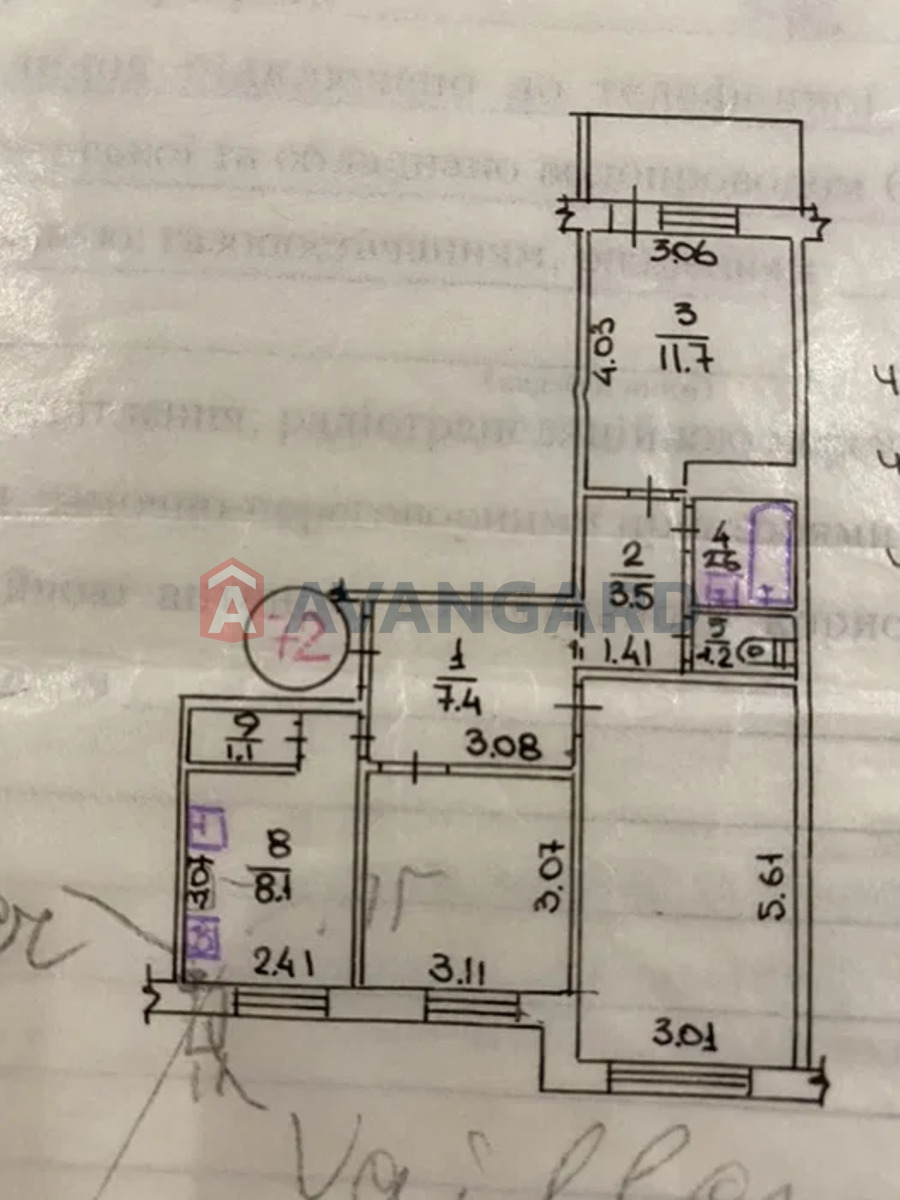3 комн. квартира, 63/-/8 кв. м., 9/9 этаж фото 1 3 комн. квартира, 63/-/8 кв. м., 9/9 этаж фото 1