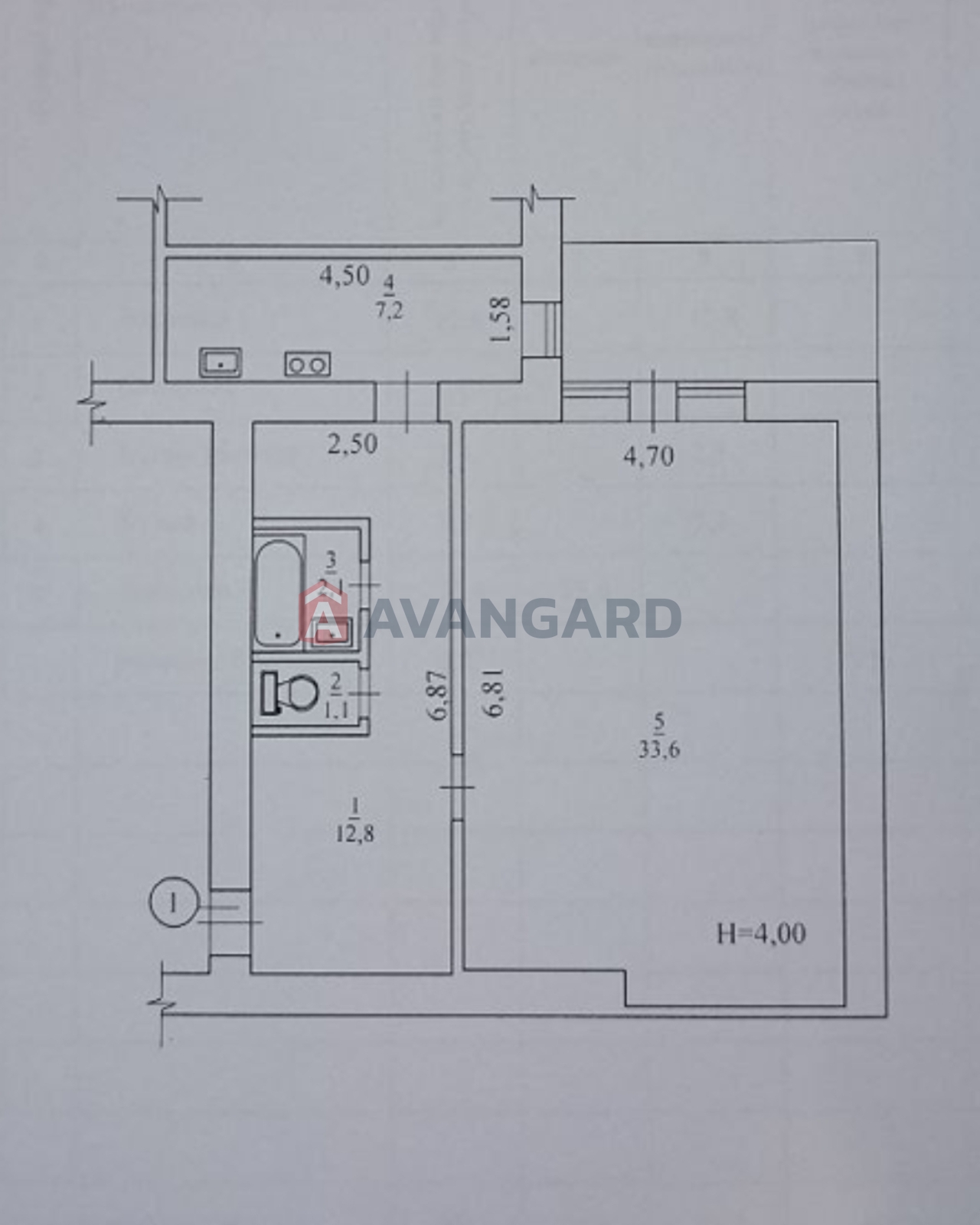 1 ��. ��������, 57,6/33,6/7,2 ��. �., 2/4 ������ ���� 7