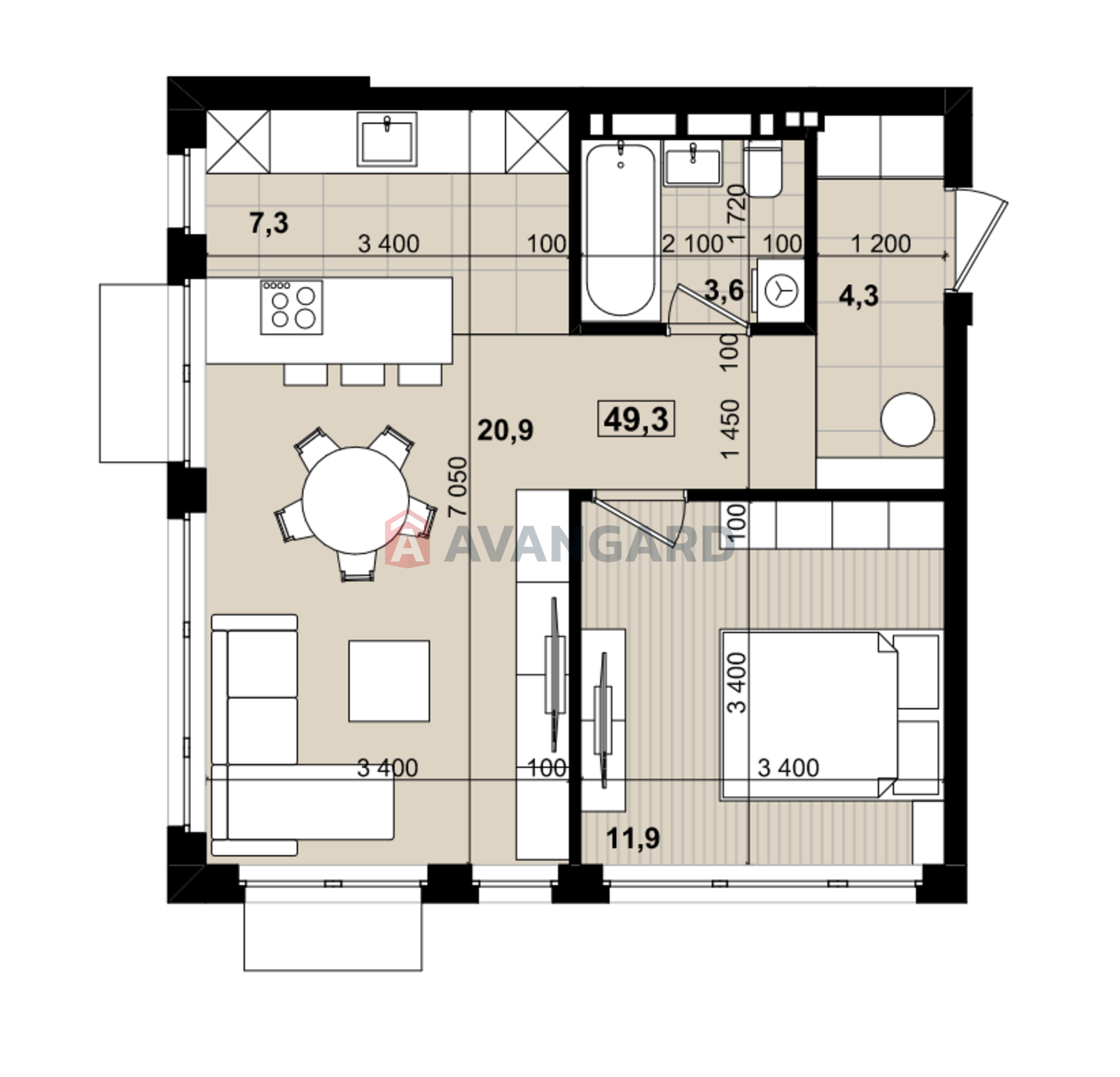 2 кім. квартира, 47.3/24/21 кв. м., 2/14 поверх фото 13 2 кім. квартира, 47.3/24/21 кв. м., 2/14 поверх фото 13
