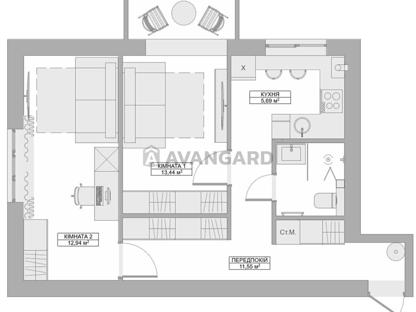 2 ��. ��������, 42/26/5 ��. �., 2/5 ������ ���� 2