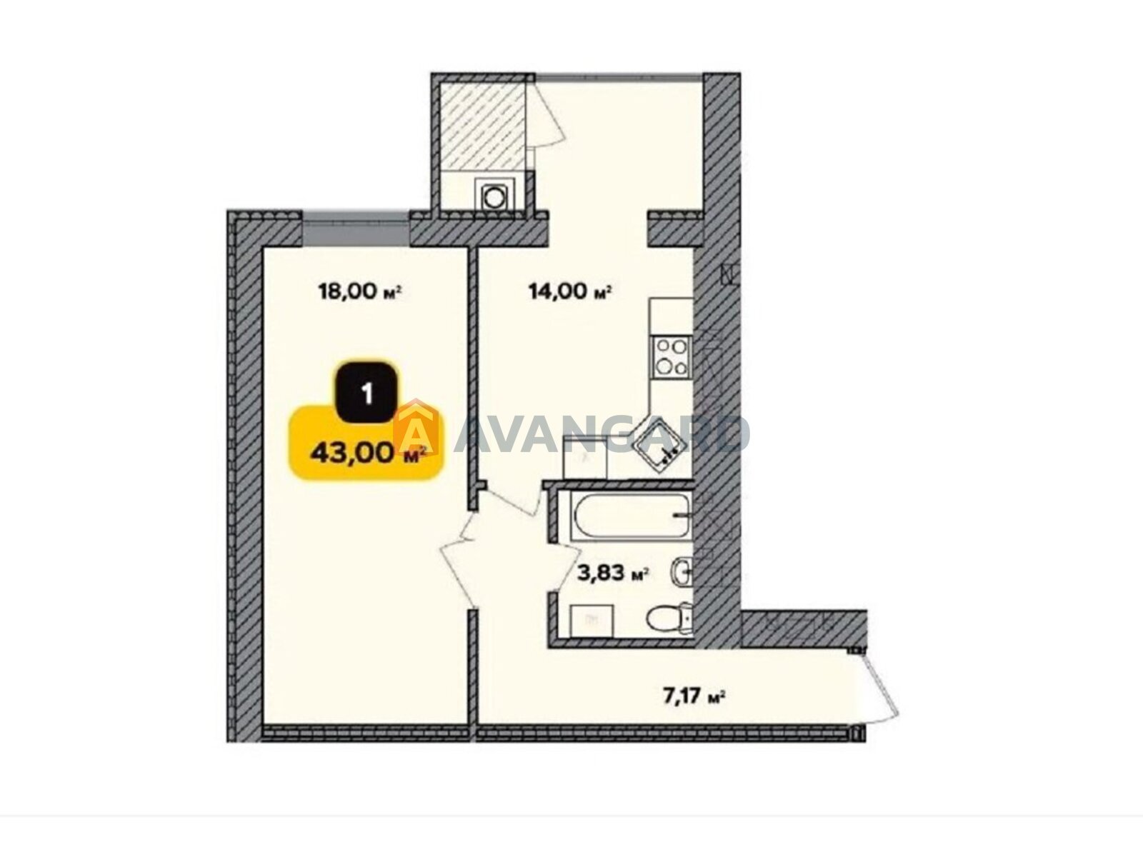 1 ��. ��������, 46/18/14 ��. �., 9/10 ������ ���� 1