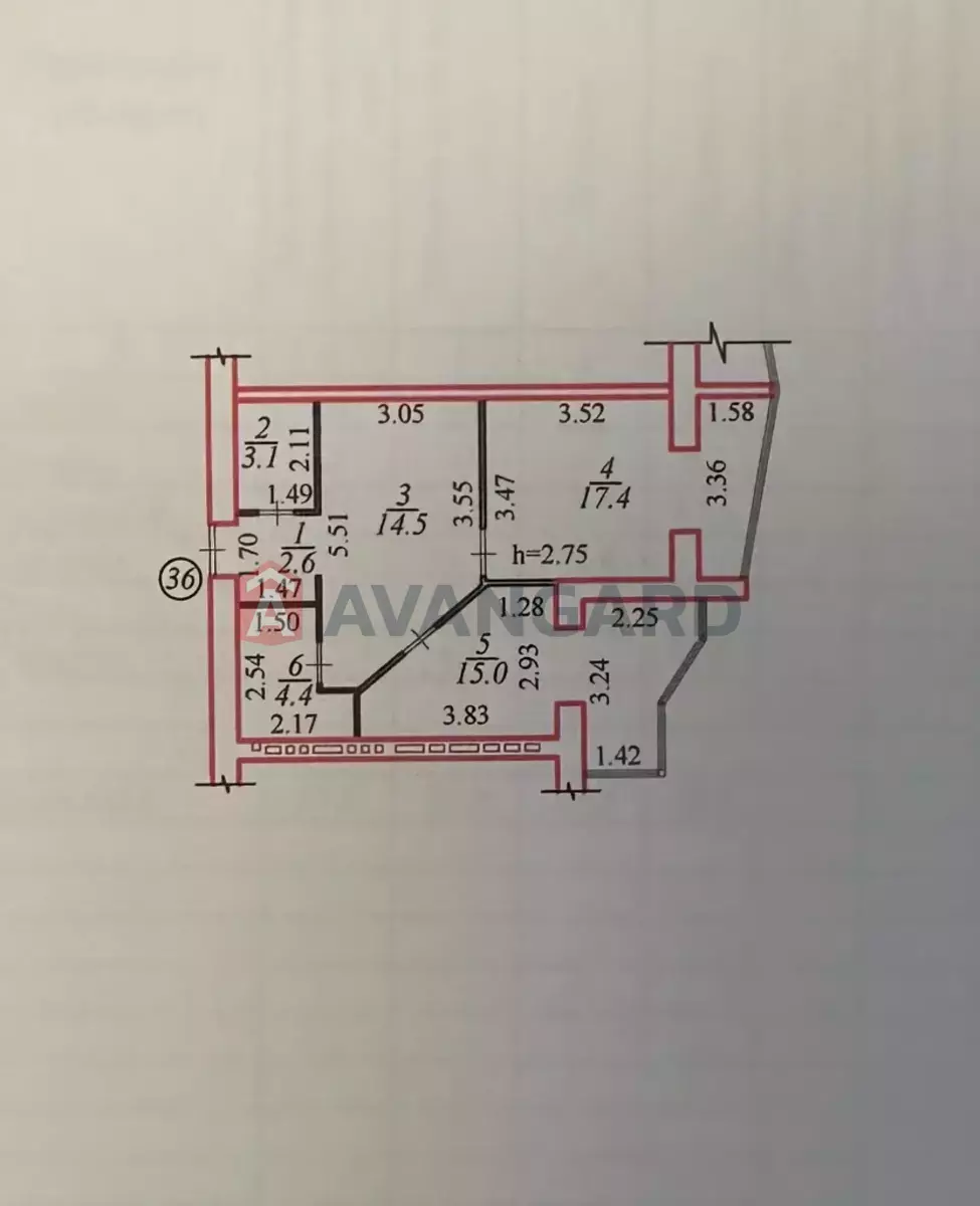 2 ��. ��������, 57/32/17 ��. �., 6/12 ������ ���� 18
