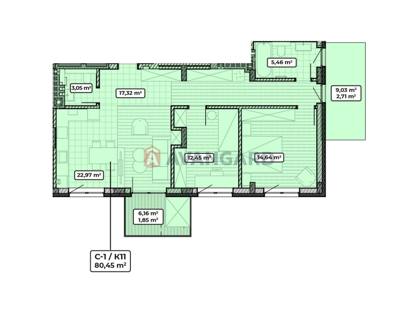 2 ��. ��������, 80.45/27.09/22.97 ��. �., 3/4 ������ ���� 2