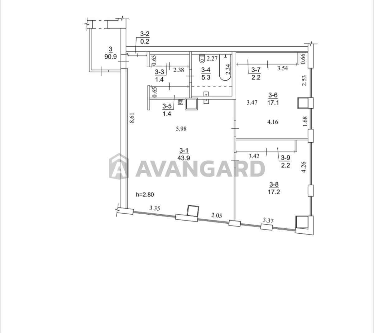 3 комн. квартира, 93/53/44 кв. м., 3/13 этаж фото 18 3 комн. квартира, 93/53/44 кв. м., 3/13 этаж фото 18