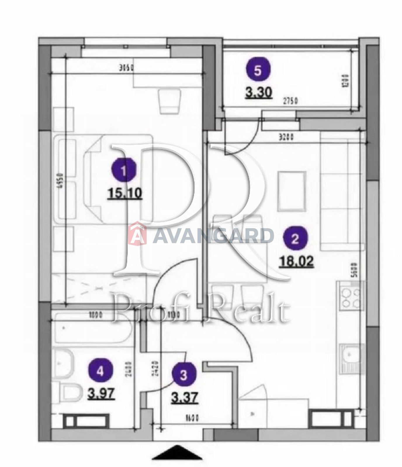 1 ��. ��������, 45/15/18 ��. �., 22/25 ������ ���� 2