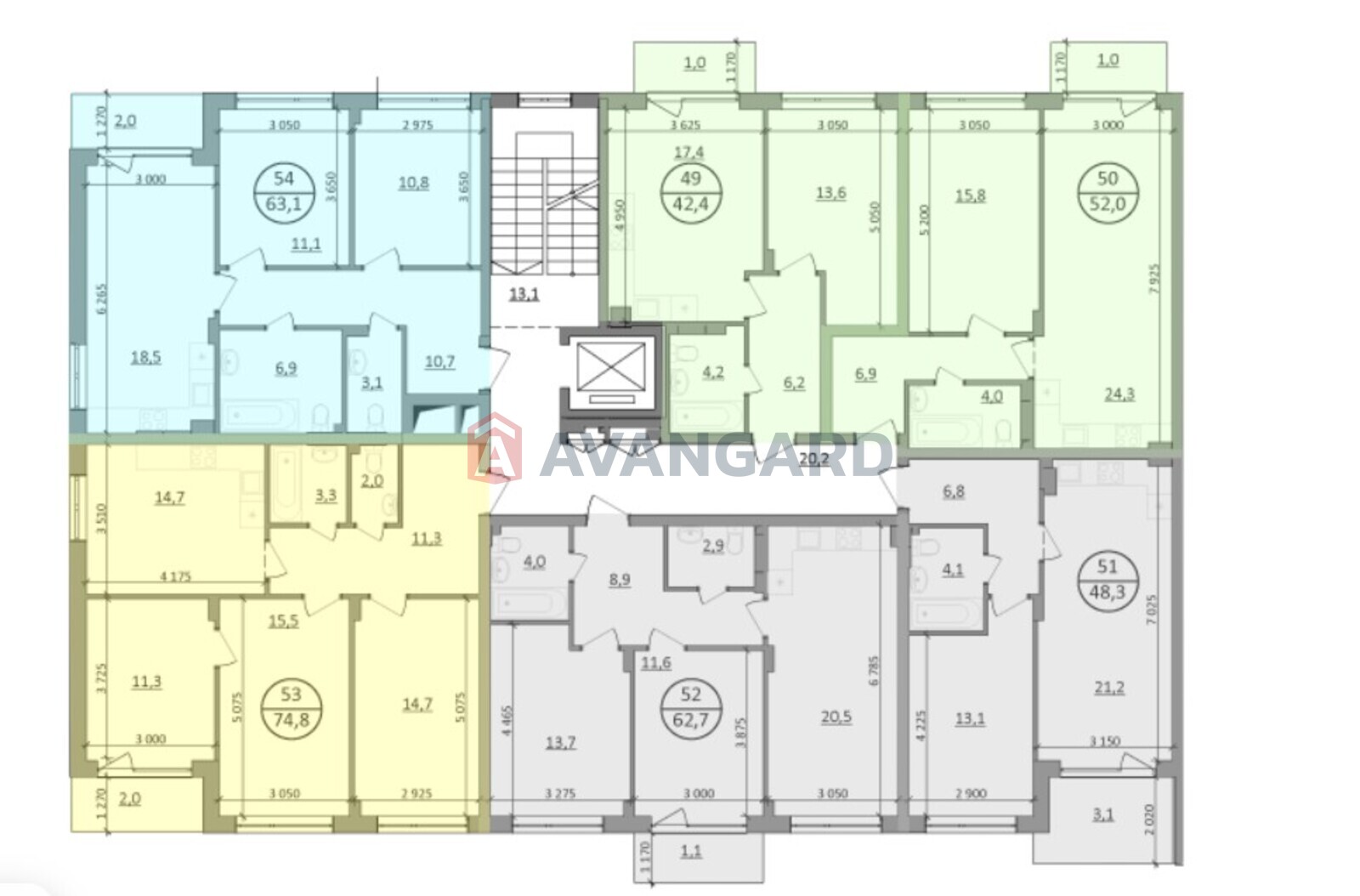 2 ����. ��������, 62,7/-/20.5 ��. �., 4/5 ���� ���� 11