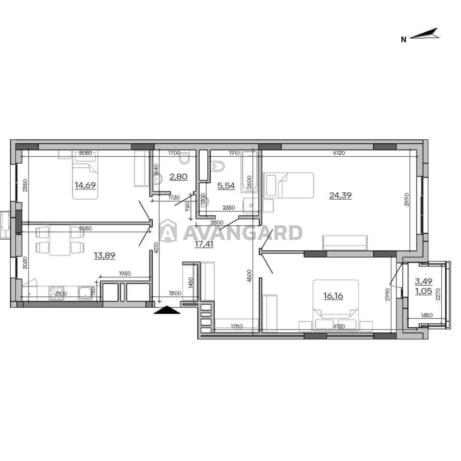 3 ��. ��������, 95,93/55,24/14 ��. �., 5/9 ������ ���� 2