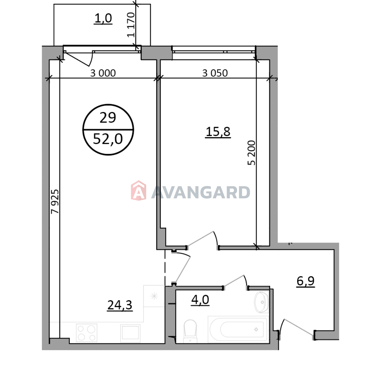 1 комн. квартира, 52/-/24 кв. м., 5/5 этаж фото 14 1 комн. квартира, 52/-/24 кв. м., 5/5 этаж фото 14