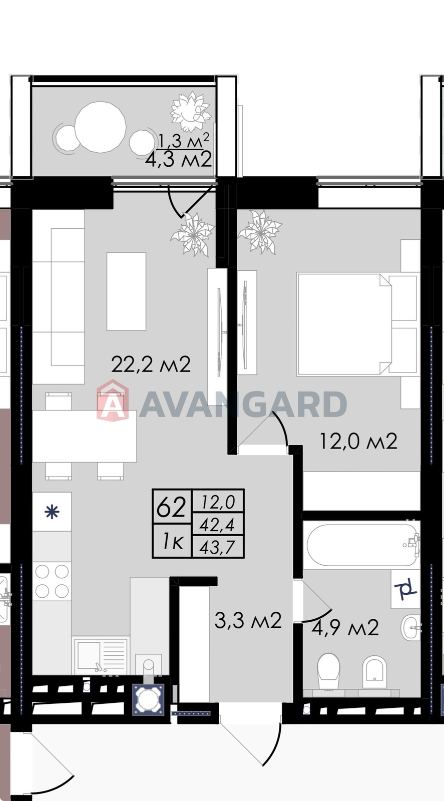 1 ��. ��������, 43,7/12/22 ��. �., 4/9 ������ ���� 3