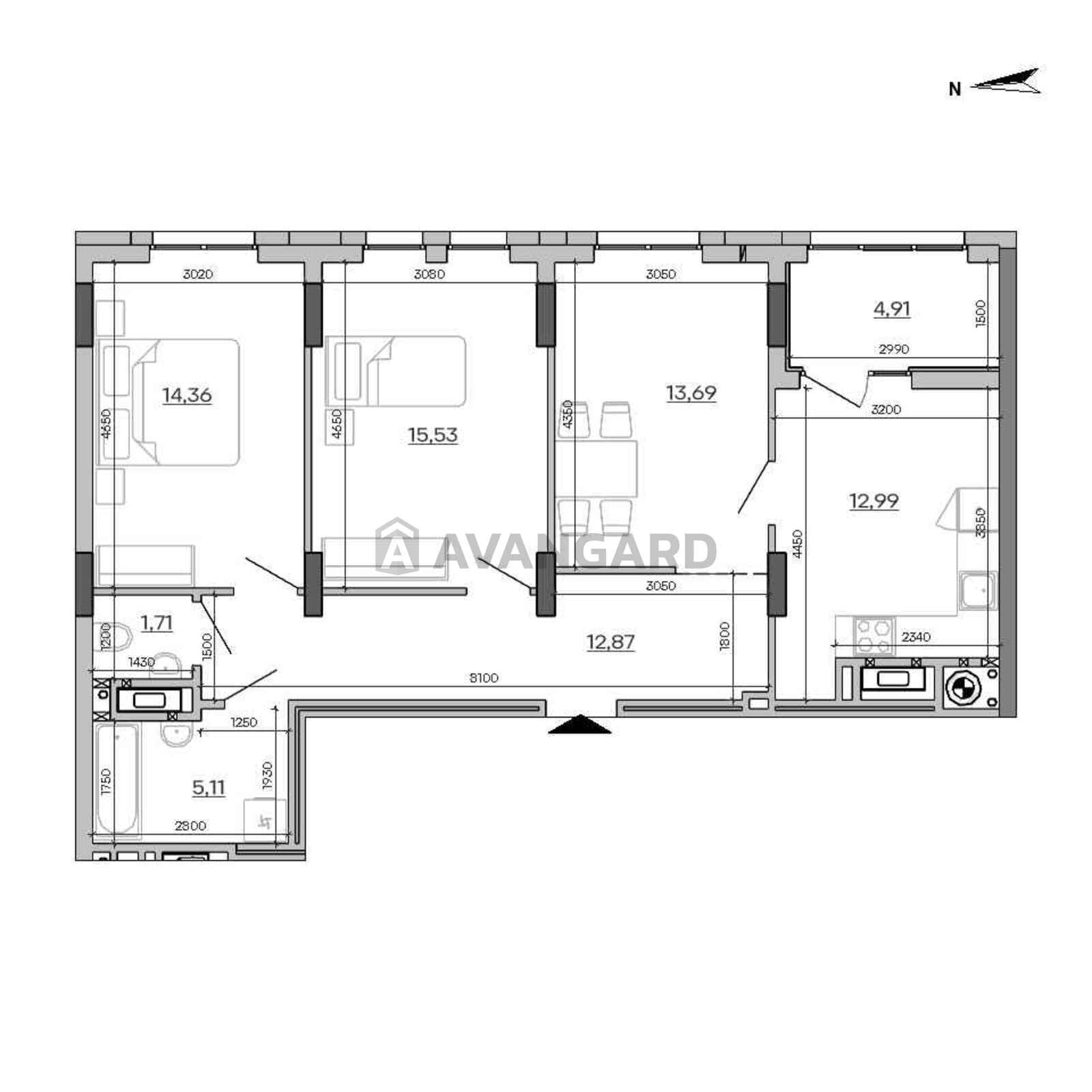 2 ��. ��������, 81,17/43/13 ��. �., 5/7 ������ ���� 2