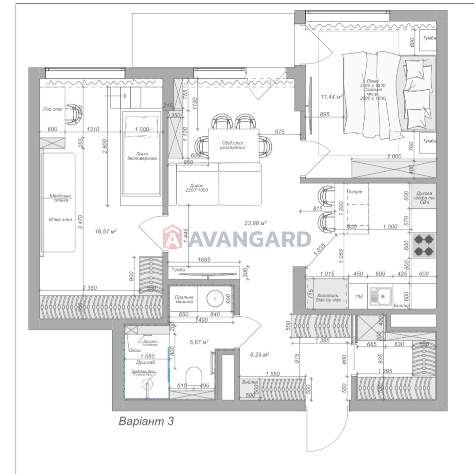 2 кім. квартира, 69/30/25 кв. м., 12/15 поверх фото 11 2 кім. квартира, 69/30/25 кв. м., 12/15 поверх фото 11