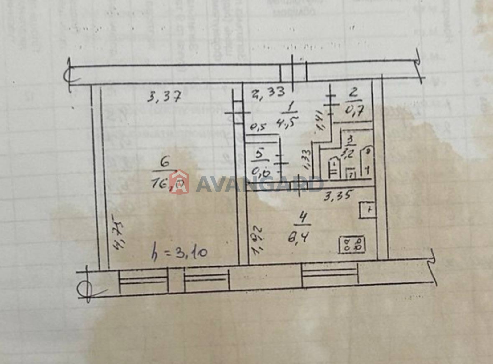 1 кім. квартира, 31,4/16/6,4 кв. м., 1/3 поверх фото 4 1 кім. квартира, 31,4/16/6,4 кв. м., 1/3 поверх фото 4