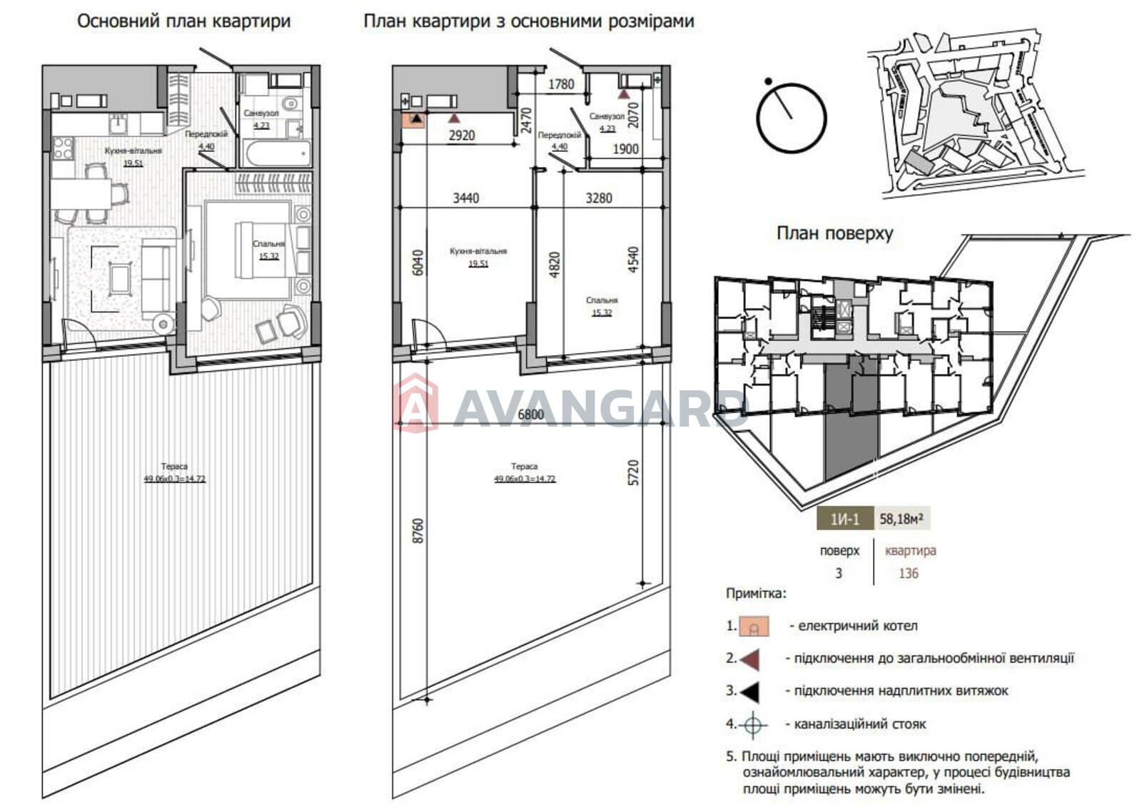 1 кім. квартира, 58/15/19 кв. м., 3/14 поверх фото 5 1 кім. квартира, 58/15/19 кв. м., 3/14 поверх фото 5