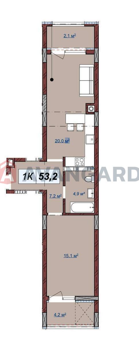 1 ��. ��������, 53/15/20 ��. �., 5/7 ������ ���� 2