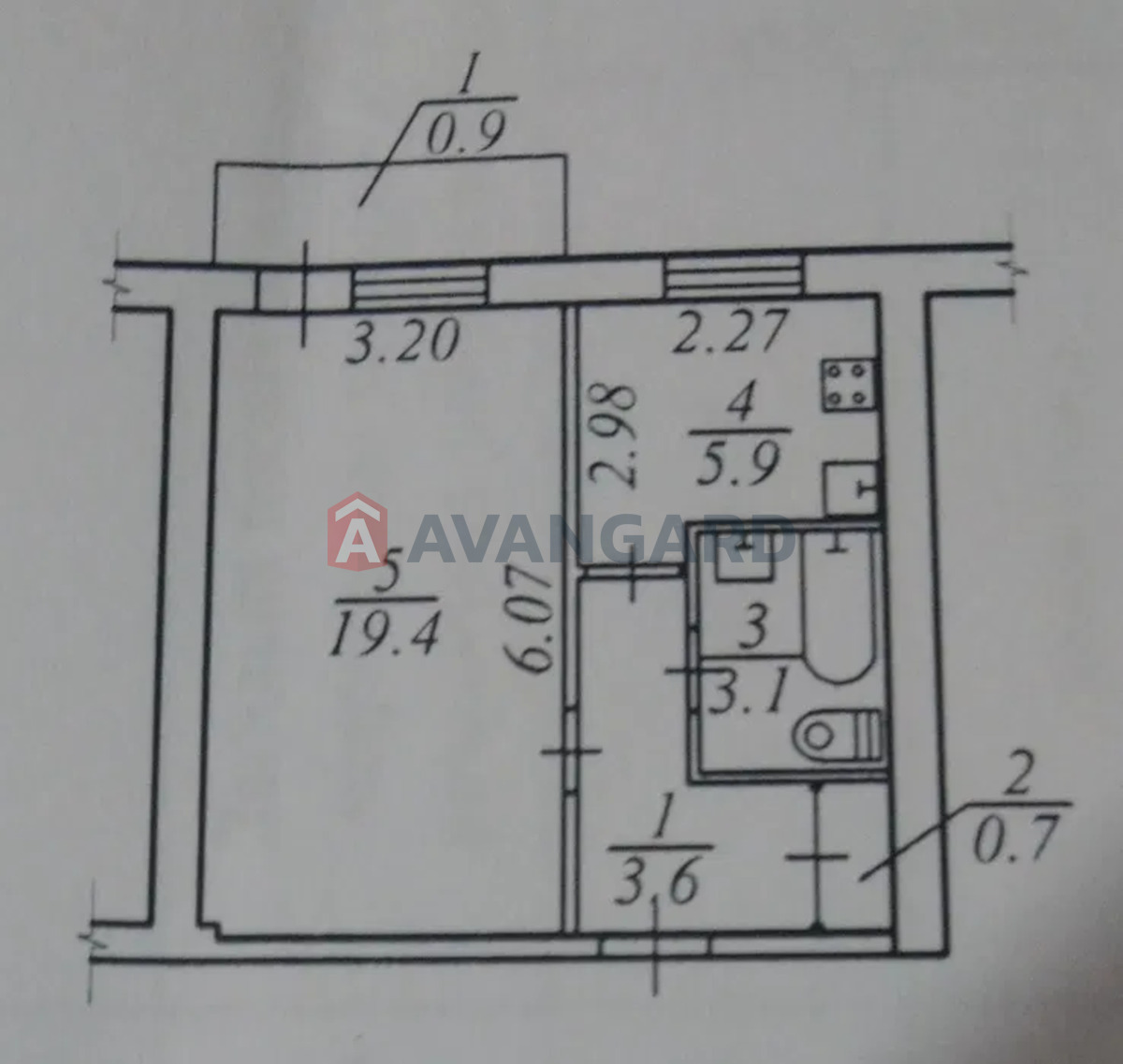 1 ����. ��������, 34/19/6 ��. �., 5/9 ���� ���� 1