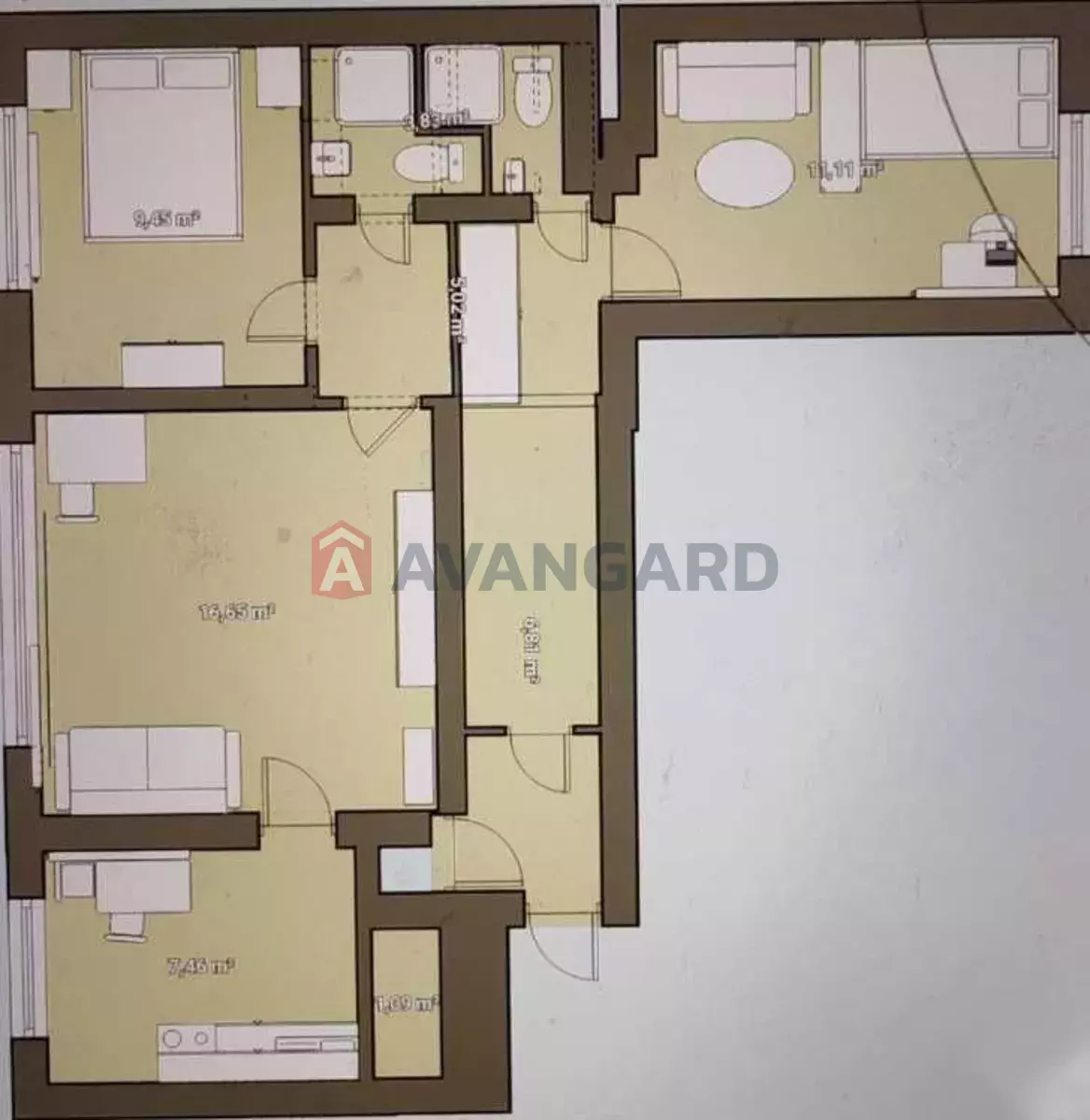 3 кім. квартира, 68/-/8 кв. м., 9/9 поверх фото 8 3 кім. квартира, 68/-/8 кв. м., 9/9 поверх фото 8