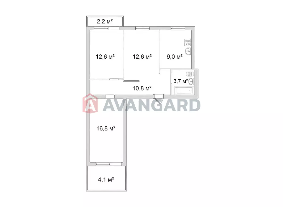 3 комн. квартира, 69/42/9 кв. м., 8/9 этаж фото 10 3 комн. квартира, 69/42/9 кв. м., 8/9 этаж фото 10