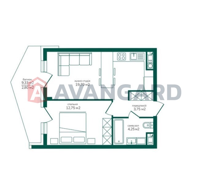 1 комн. квартира, 43,25/13/20 кв. м., 2/4 этаж фото 5 1 комн. квартира, 43,25/13/20 кв. м., 2/4 этаж фото 5