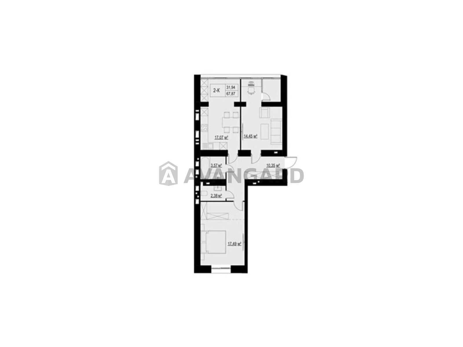 2 кім. квартира, 67/-/- кв. м., 10/10 поверх фото 5 2 кім. квартира, 67/-/- кв. м., 10/10 поверх фото 5