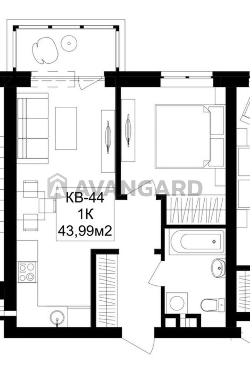 2 комн. квартира, 44/-/- кв. м., 5/12 этаж фото 5 2 комн. квартира, 44/-/- кв. м., 5/12 этаж фото 5