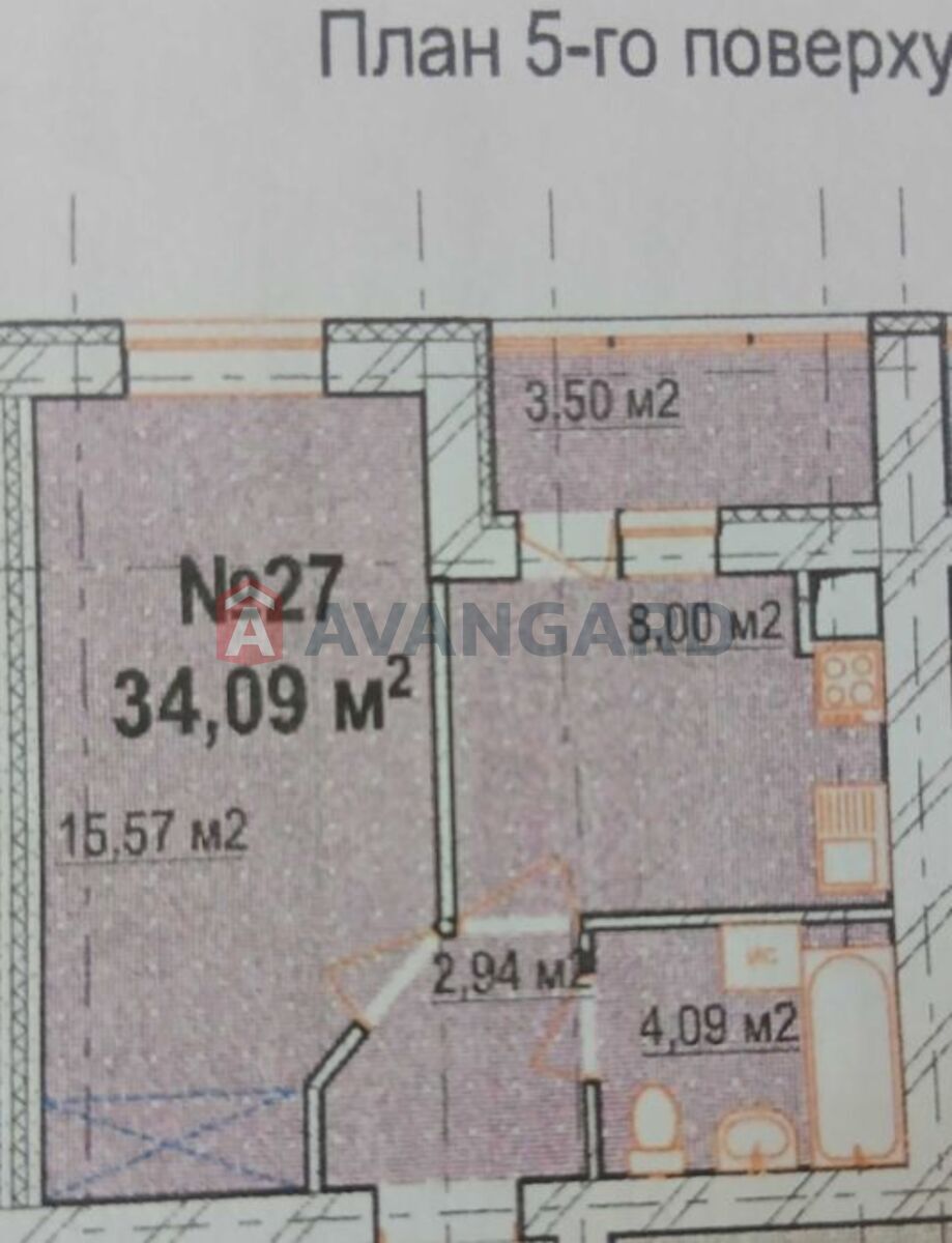 1 кім. квартира, 34/-/8 кв. м., 5/9 поверх фото 2 1 кім. квартира, 34/-/8 кв. м., 5/9 поверх фото 2