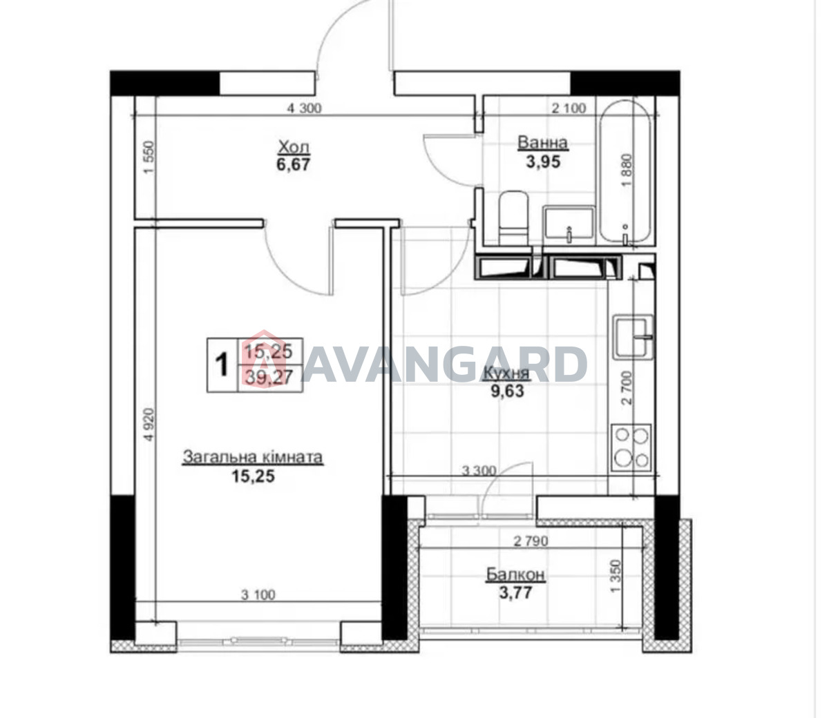 1 кім. квартира, 41/-/10 кв. м., 14/16 поверх фото 2 1 кім. квартира, 41/-/10 кв. м., 14/16 поверх фото 2