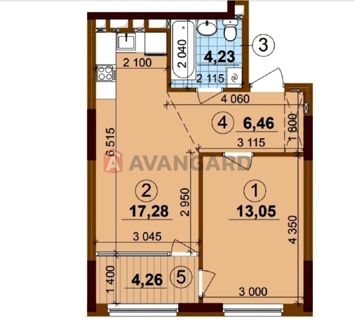 1 кім. квартира, 45.28 / 13.05 / 21.54 м? кв. м., 23/26 поверх фото 1 1 кім. квартира, 45.28 / 13.05 / 21.54 м? кв. м., 23/26 поверх фото 1