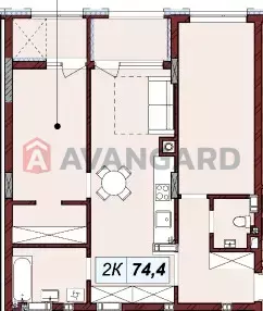 3 кім. квартира, 74/-/20 кв. м., 5/6 поверх фото 7 3 кім. квартира, 74/-/20 кв. м., 5/6 поверх фото 7