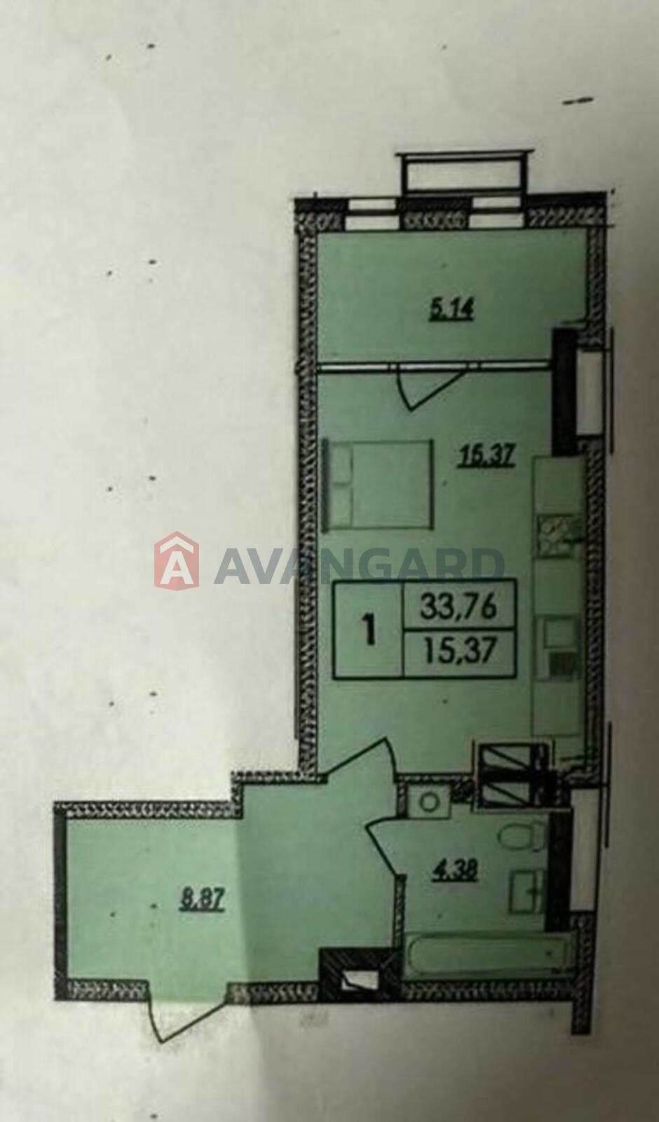 1 кім. квартира, 34/-/15 кв. м., 8/28 поверх фото 1 1 кім. квартира, 34/-/15 кв. м., 8/28 поверх фото 1