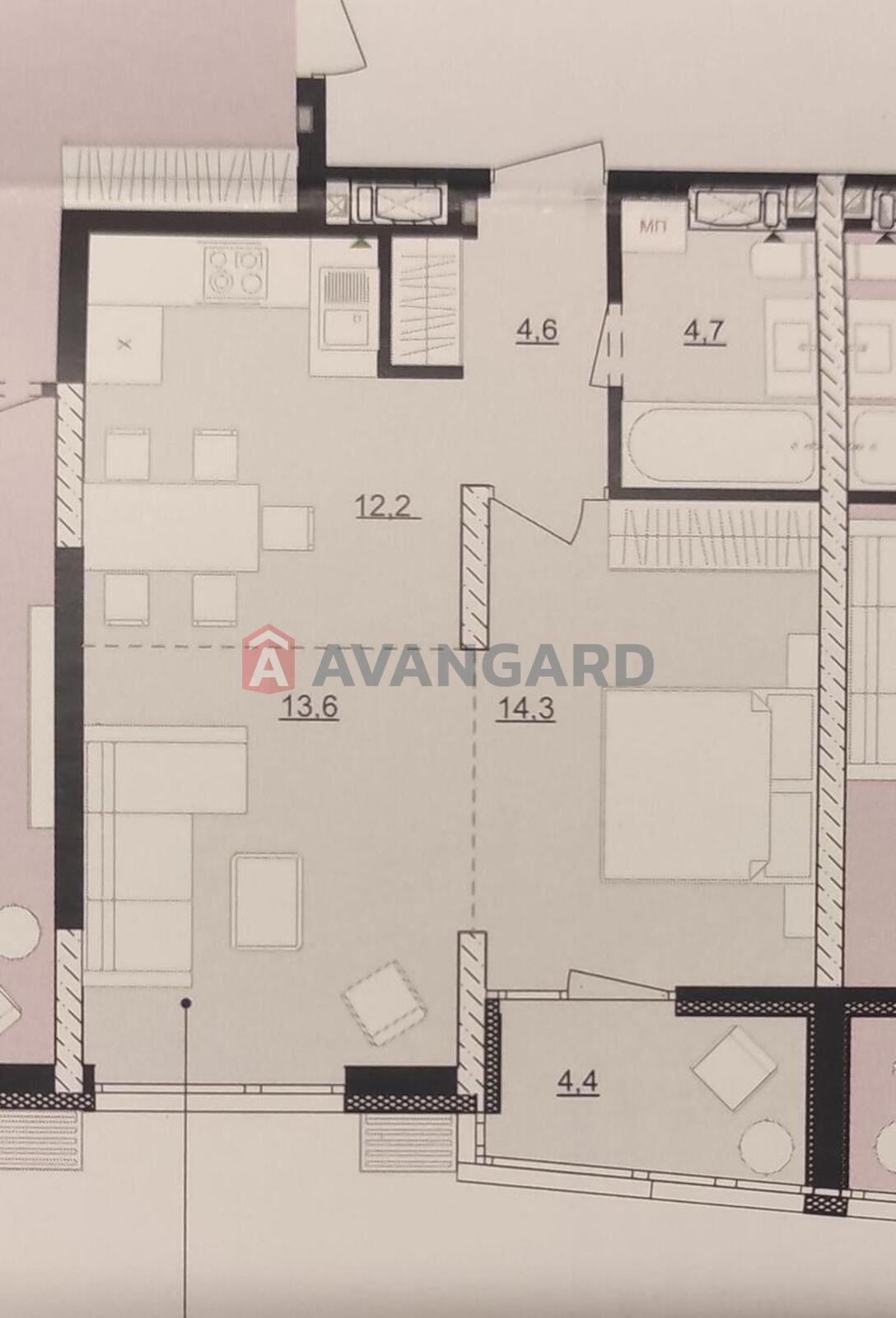 1 кім. квартира, 55/14/12 кв. м., 14/25 поверх фото 6 1 кім. квартира, 55/14/12 кв. м., 14/25 поверх фото 6