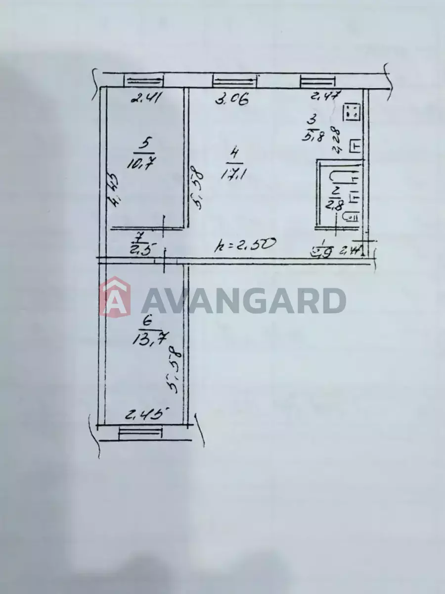 3 кім. квартира, 57/41/6 кв. м., 1/5 поверх фото 2 3 кім. квартира, 57/41/6 кв. м., 1/5 поверх фото 2