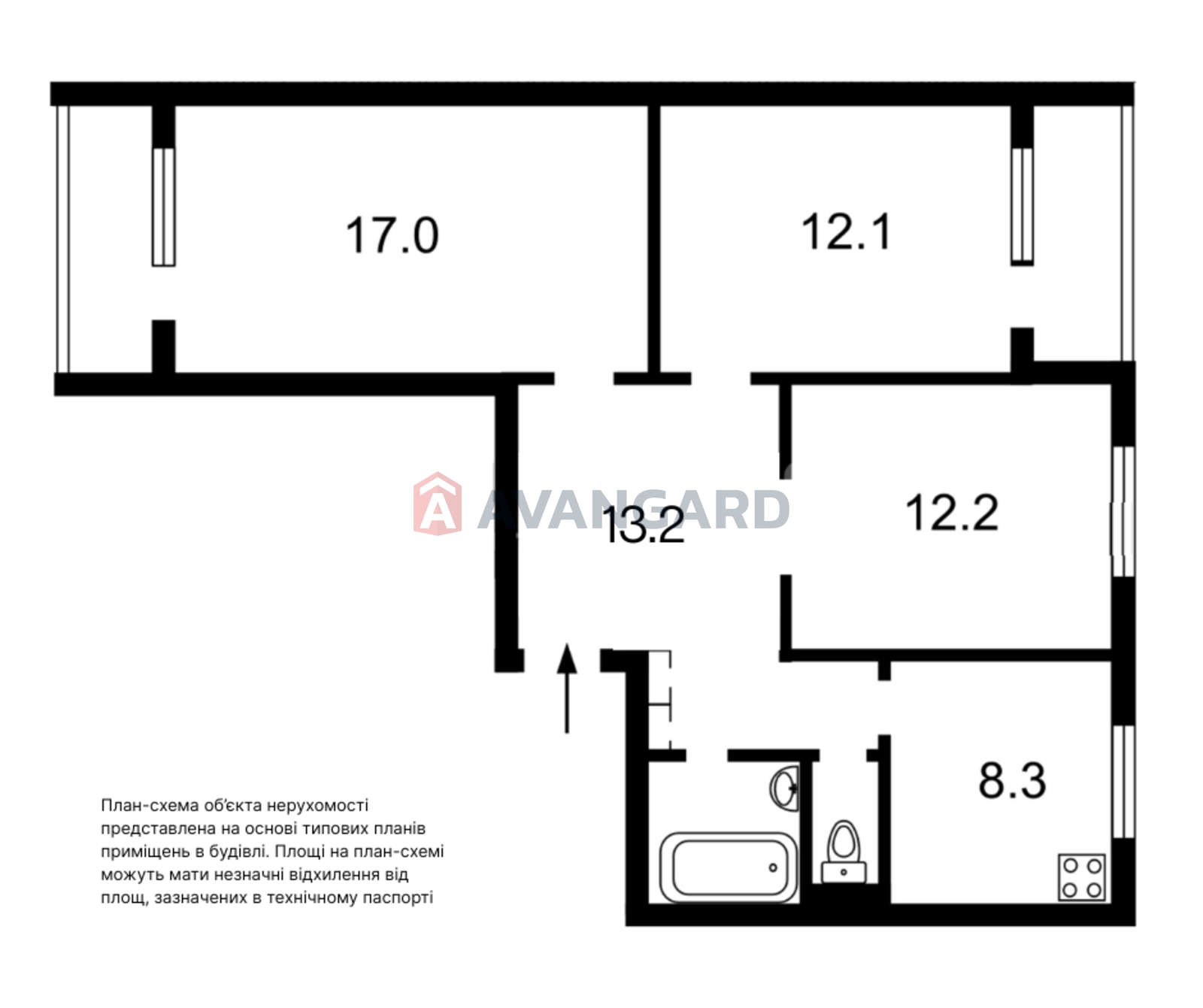 3 кім. квартира, 72/-/8 кв. м., 14/18 поверх фото 10 3 кім. квартира, 72/-/8 кв. м., 14/18 поверх фото 10