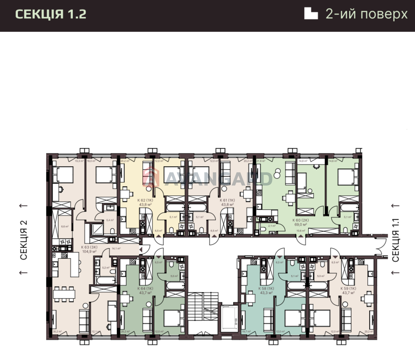 1 кім. квартира, 44/12/21 кв. м., 3/7 поверх фото 13 1 кім. квартира, 44/12/21 кв. м., 3/7 поверх фото 13