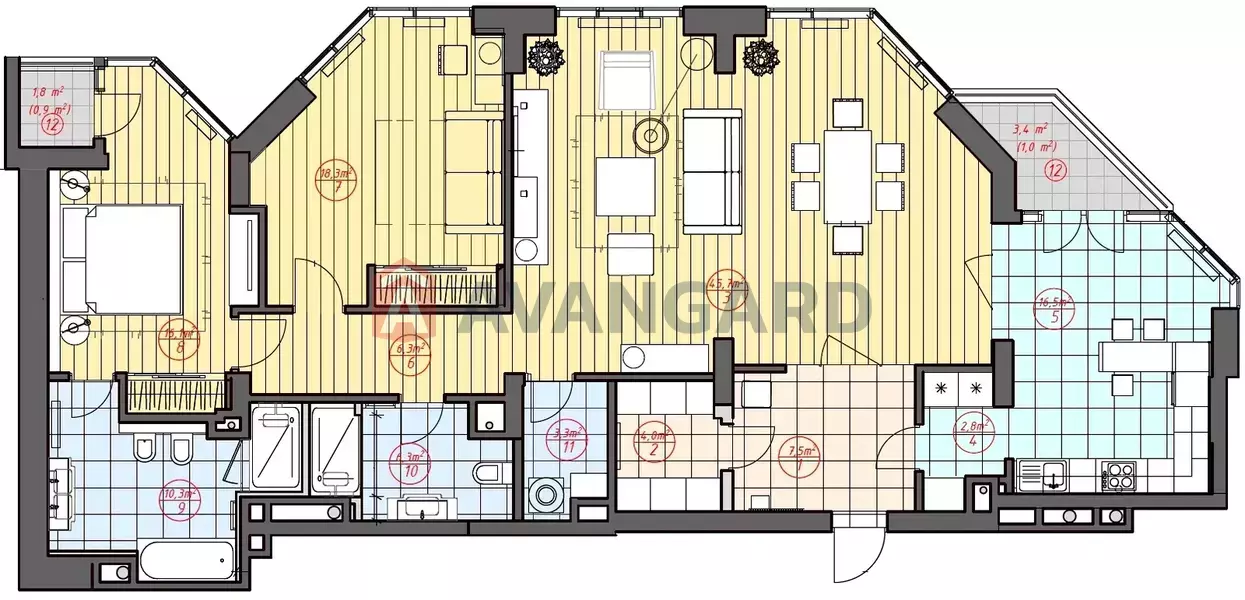 3 комн. квартира, 144/80/15 кв. м., 18/28 этаж фото 6 3 комн. квартира, 144/80/15 кв. м., 18/28 этаж фото 6