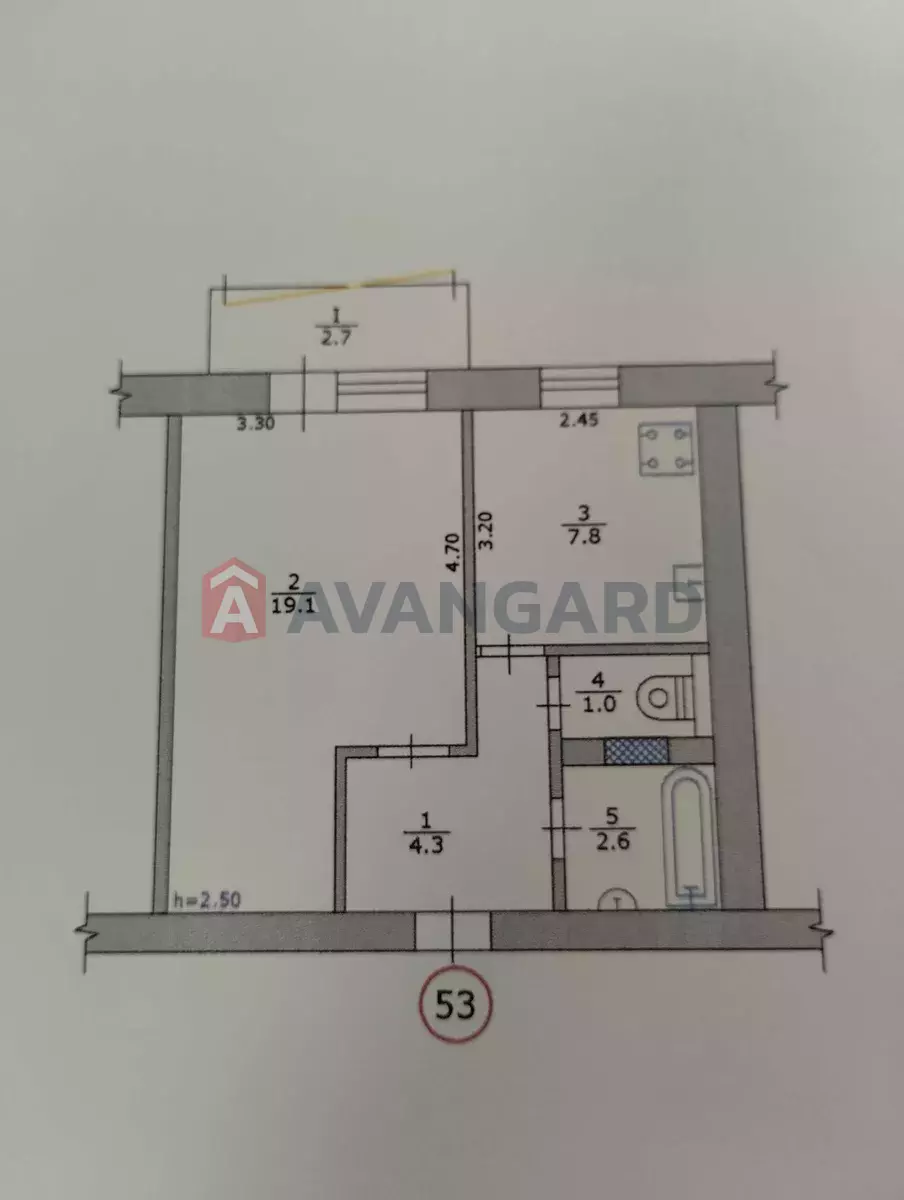 1 кім. квартира, 37/-/7 кв. м., 3/5 поверх фото 2 1 кім. квартира, 37/-/7 кв. м., 3/5 поверх фото 2