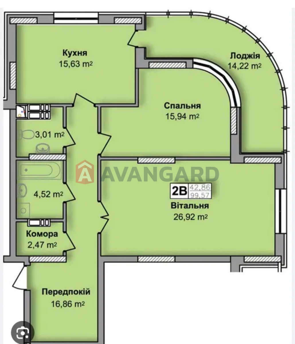 2 кім. квартира, 98/-/16 кв. м., 17/25 поверх фото 23 2 кім. квартира, 98/-/16 кв. м., 17/25 поверх фото 23