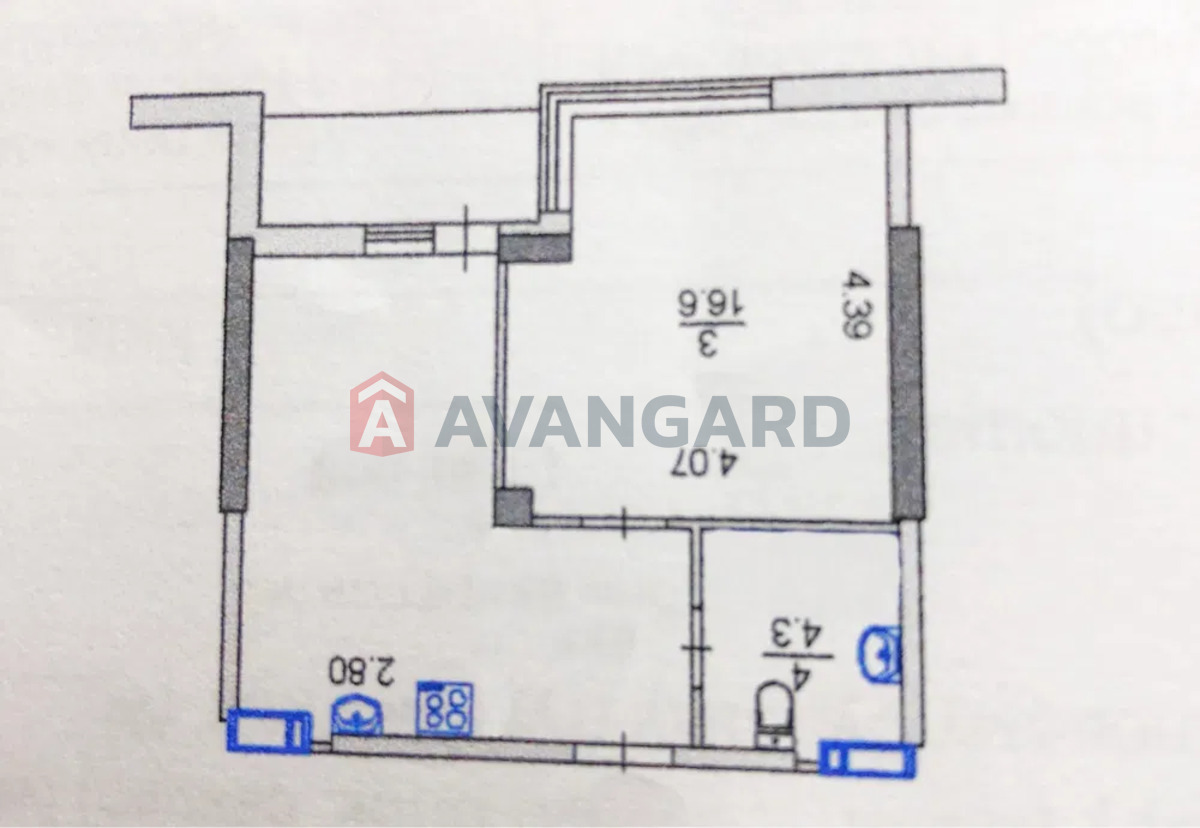 1 кім. квартира, 41/19/17 кв. м., 21/24 поверх фото 8 1 кім. квартира, 41/19/17 кв. м., 21/24 поверх фото 8