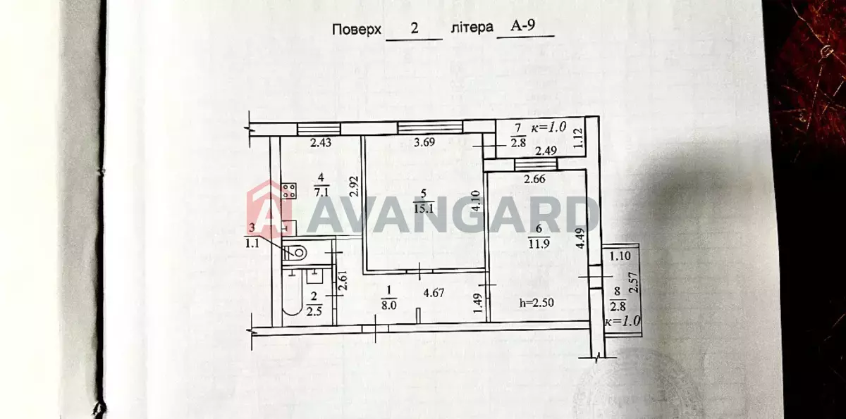 2 кім. квартира, 52/27/7 кв. м., 2/9 поверх фото 9 2 кім. квартира, 52/27/7 кв. м., 2/9 поверх фото 9