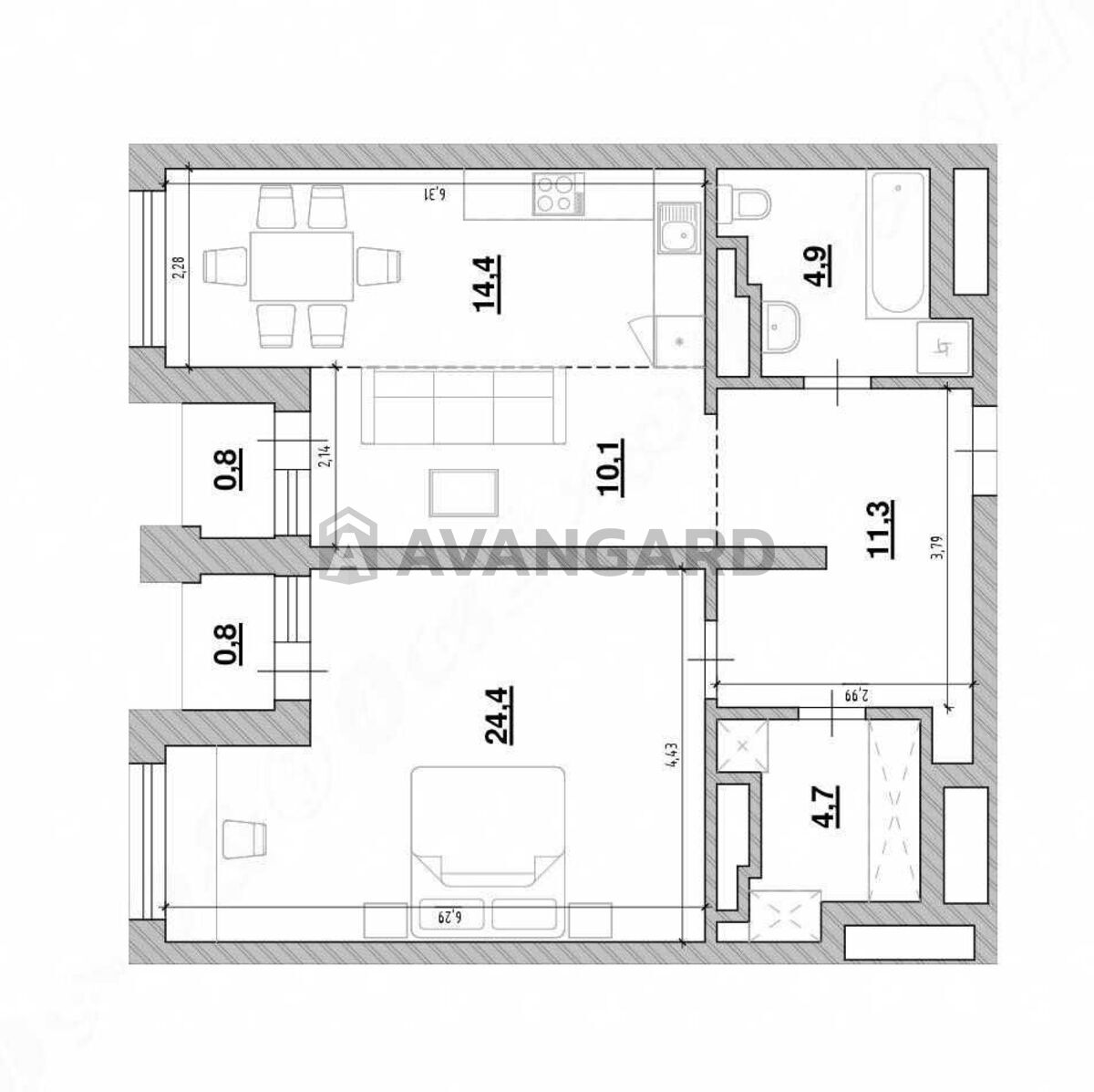 2 кім. квартира, 71/38/14 кв. м., 2/25 поверх фото 11 2 кім. квартира, 71/38/14 кв. м., 2/25 поверх фото 11